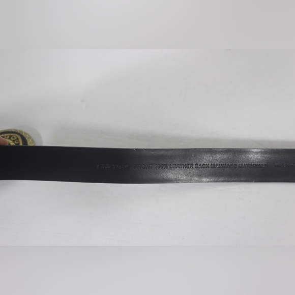 CHICO’S Black Leather Belt with Gold Silver Black Medallion Metal Buckle - Picture 7 of 7